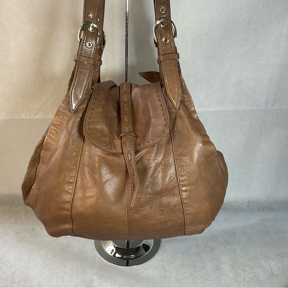 Junior Drake Large Brown Leather Hobo Bag - Picture 1 of 16